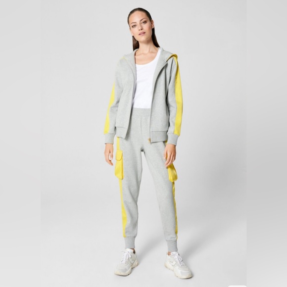 Escada Tops - Escada Sport Gray and Yellow Striped Sweat Suit